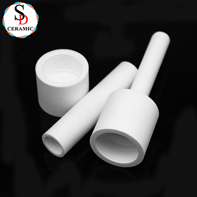 Alumina 95 Al2O3 Ceramic Screw Bolt Threaded Sleeve Insulator Tube